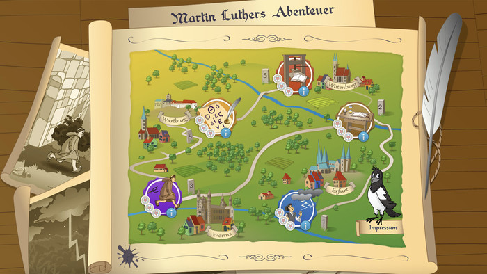 Spielansicht vom Spiel "Martin Luthers Abenteuer" von Kirche-entdecken.de