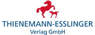 Logo der Thienemann-Esslinger Verlag GmbH mit zwei roten Pferden über blauem Schriftzug