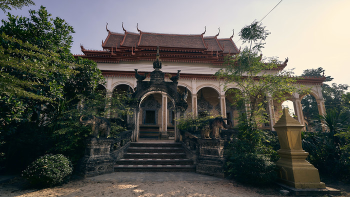 Blick auf einen buddhistischen Tempel in Siem Reap in Kambodscha