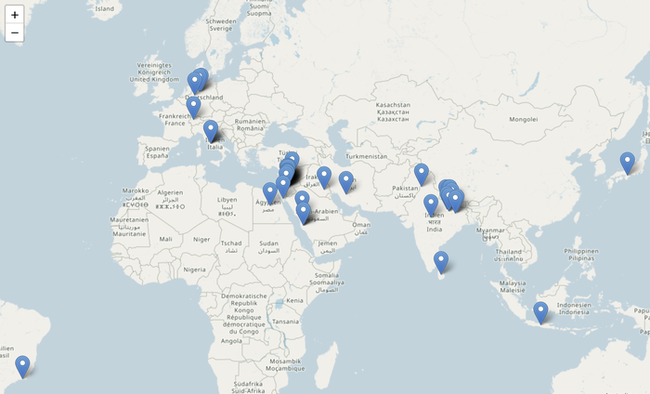 Screenshot Weltkarte der Religionen