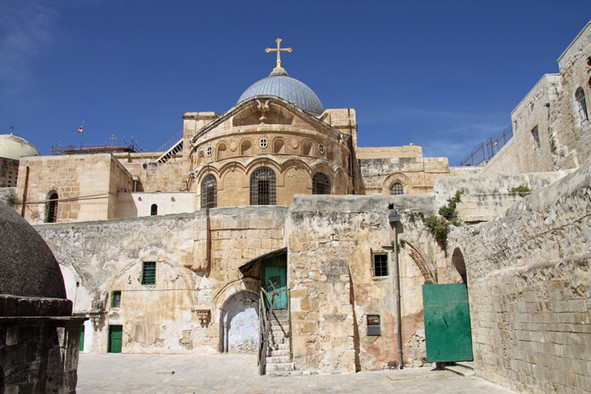 Blick auf die Grabeskirche in Jerusalem.