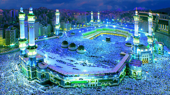 al-Haram-Moschee mit Kaaba in Mekka von oben