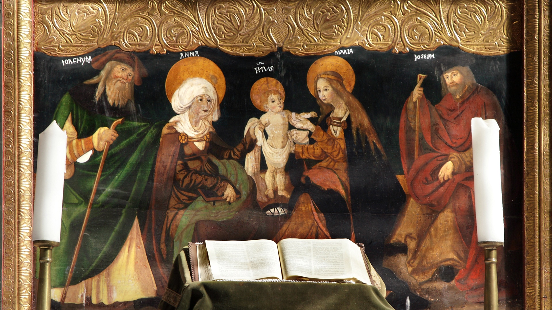 Die heilige Familie mit Maria, Josef, Jesus, Anna und Joachim