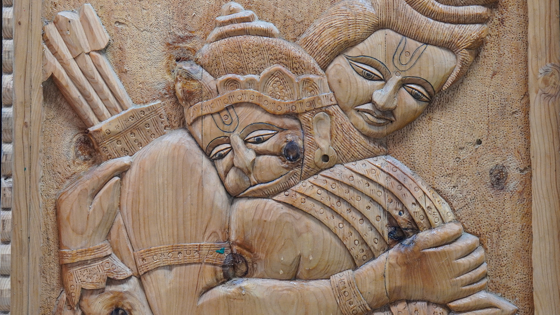 Holzkunst von Rama und Hanuman