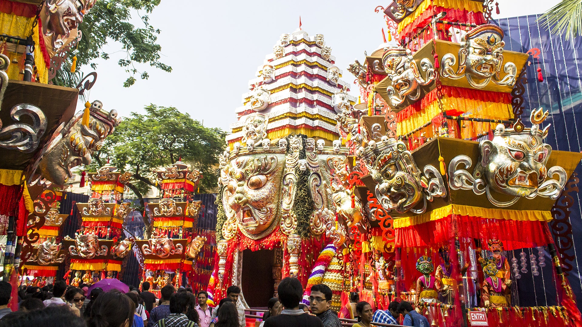 Durga Puja oder Navaratri in indischem Tempel 