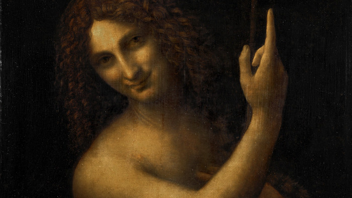 Gemälde von Johannes dem Täufer, nur ein Gesicht ist abgebildet