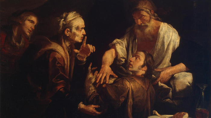 Ausschnitt des Gemäldes "Isaak segnet Jakob" von Gioacchino Assereto 