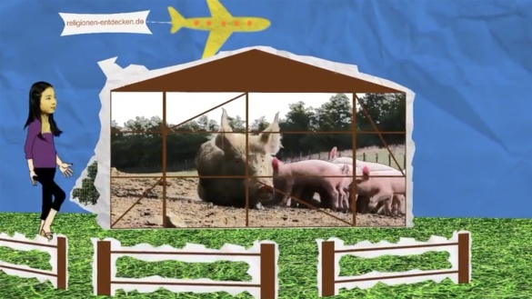 Animationsfilm zum Thema "Essen - tierisch kompliziert?" von religionen-entdecken.de und vom Evangelischen Kirchenfunk Niedersachsen 