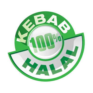 Grünes Zeichen für Kebab halal.