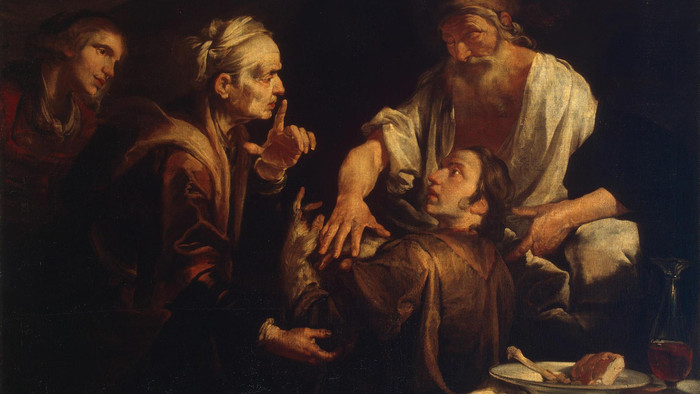 Gemälde "Isaac Blessing Jacob" von Gioacchino Assereto