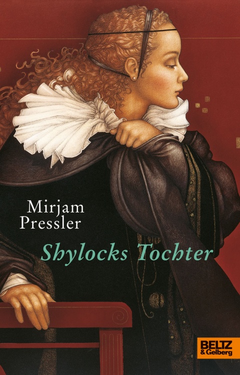 Buchcover "Shylocks Tochter" von Mirjam Pressler zu sehen ist eine illustrierte Frau mit lockigem braunen Haar